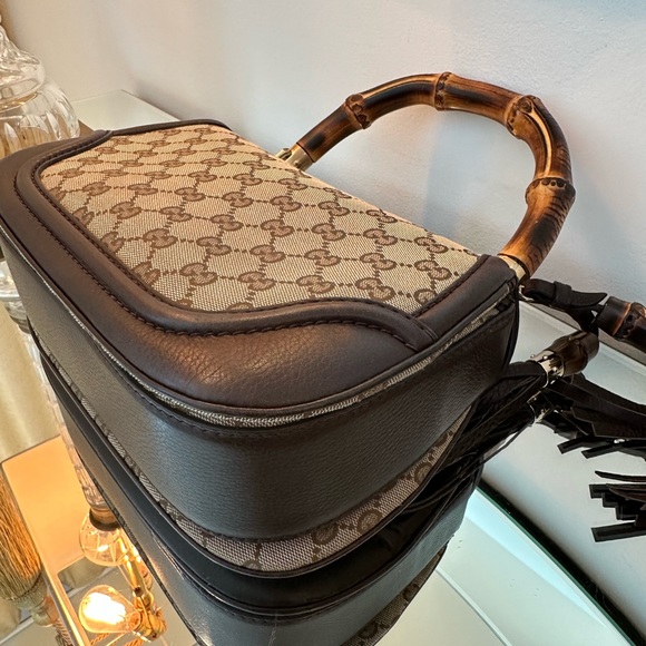 Gucci Bamboo 1947 Medium Original GG canvas w brown leather details & tassels - Picture 15 of 15